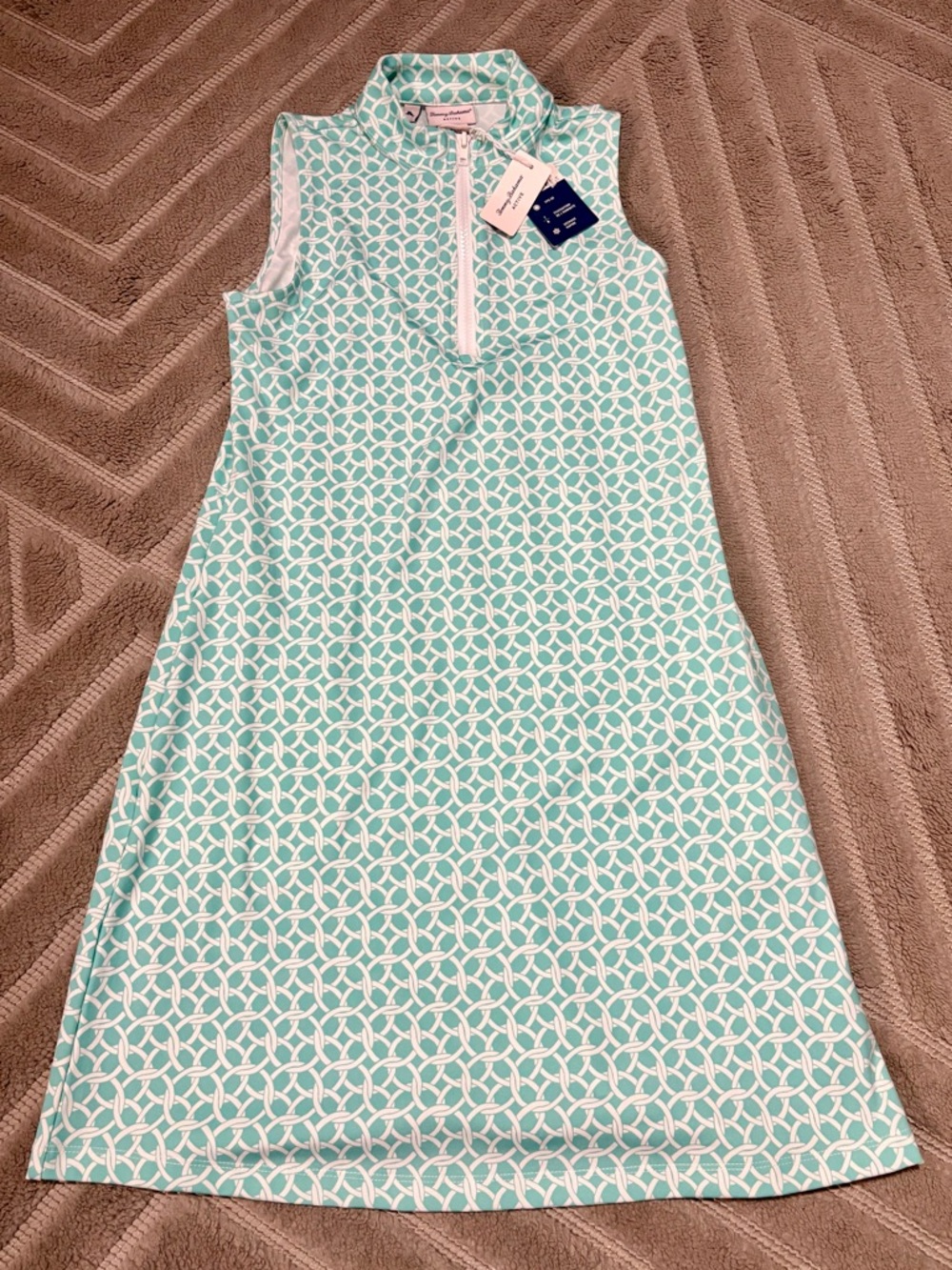 Tommy Bahama Women's Mock Neck Print 1/4 Zip Golf Dress Shorts XS S NWT